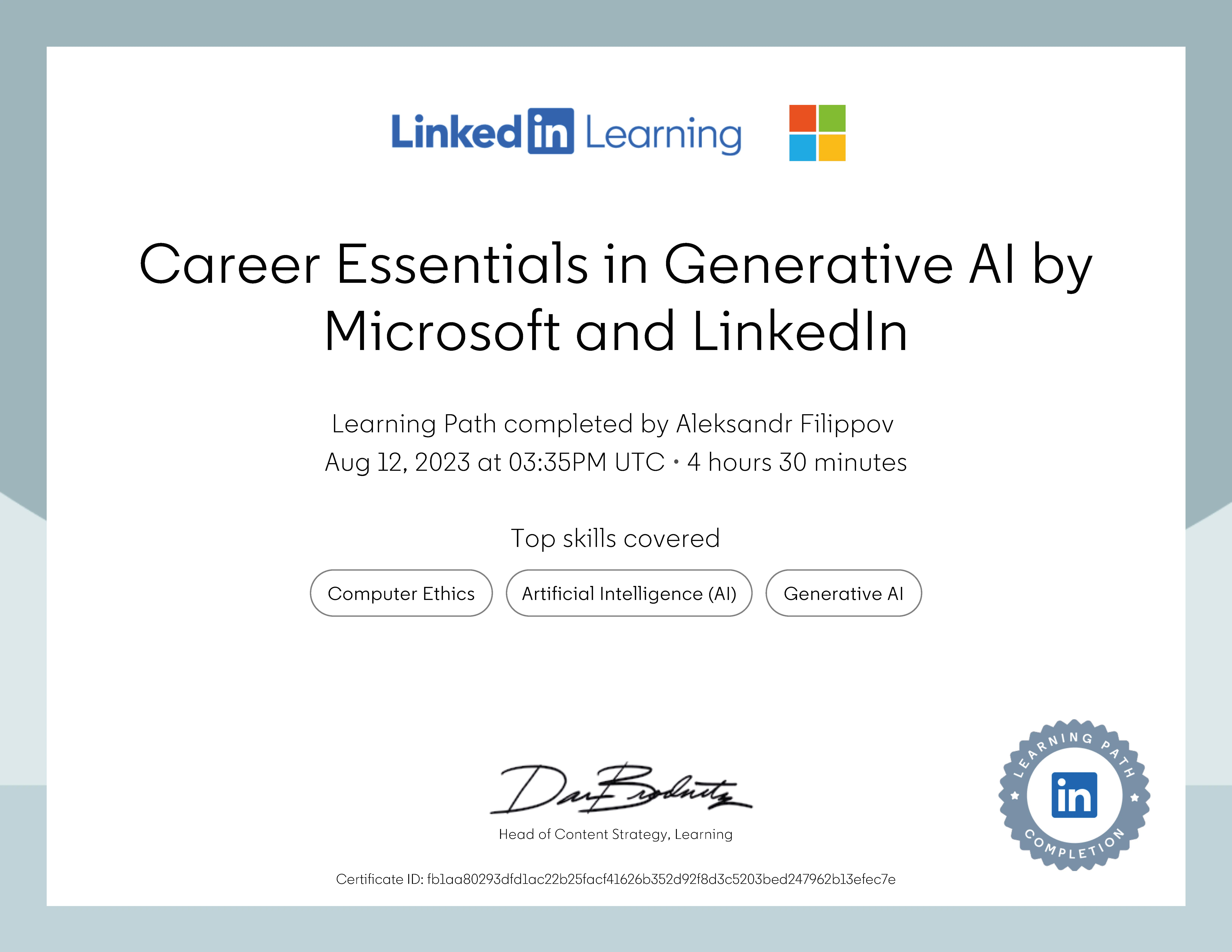 Career Essentials in Generative AI by Microsoft and LinkedIn Certificate
