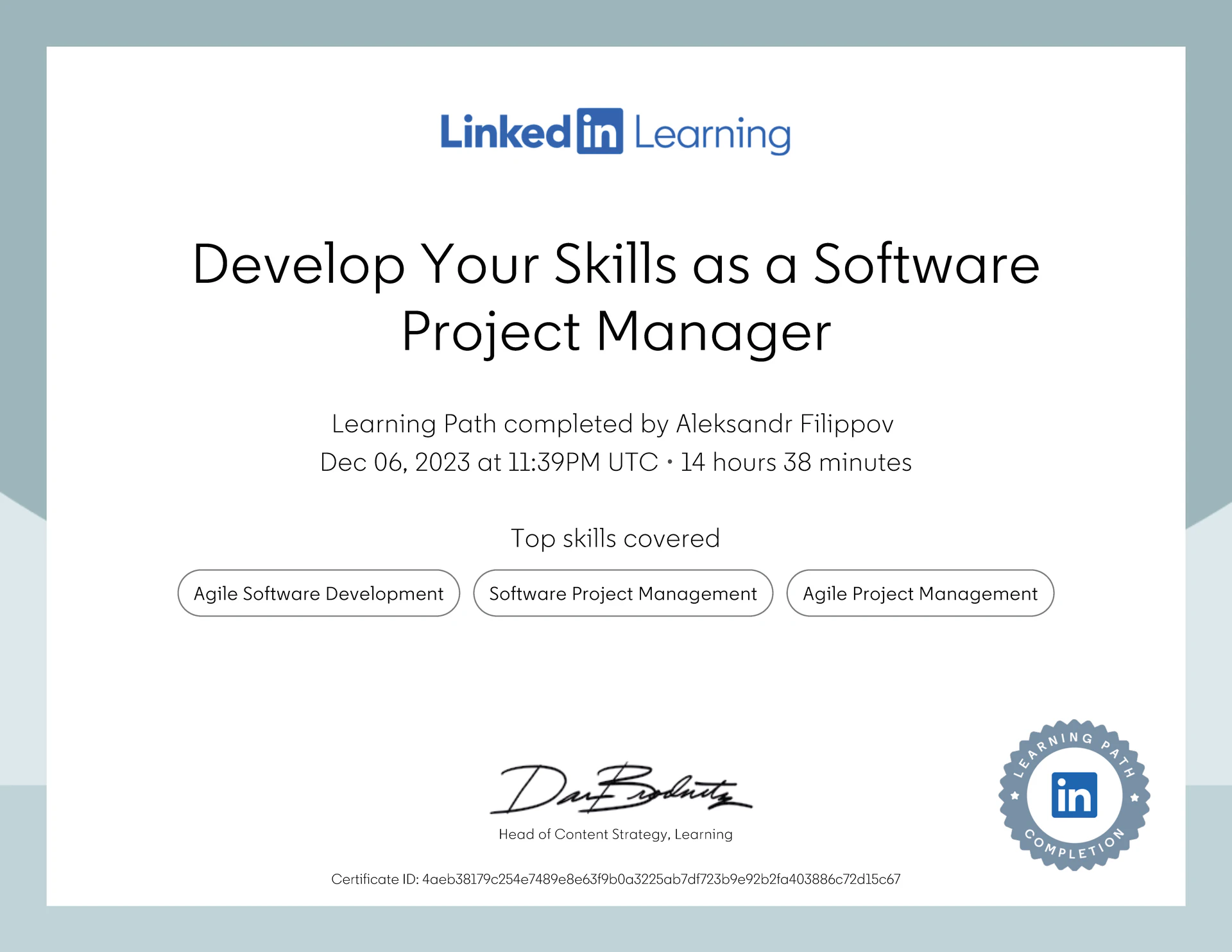 Develop Your Skills as a Software Project Manager Certificate