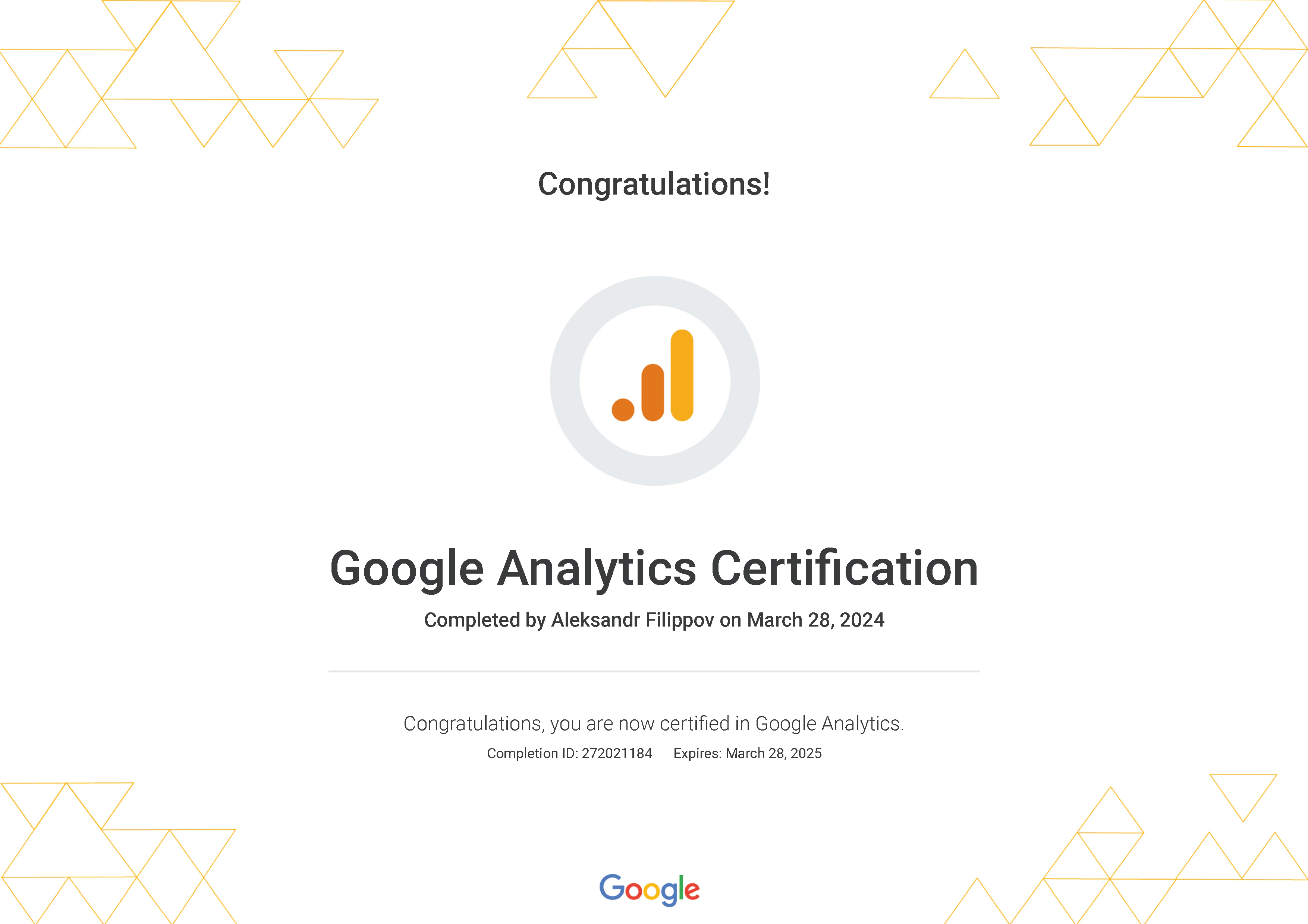 Google Analytics 4 Certificate