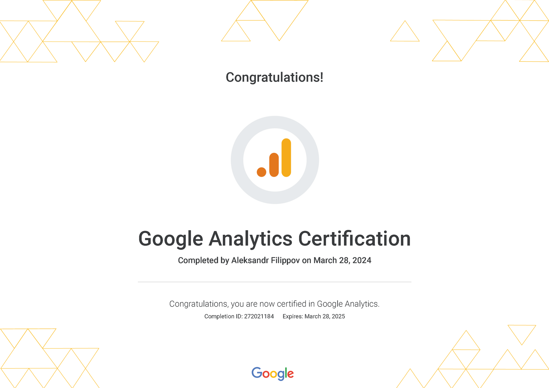 Google Analytics 4 Certificate